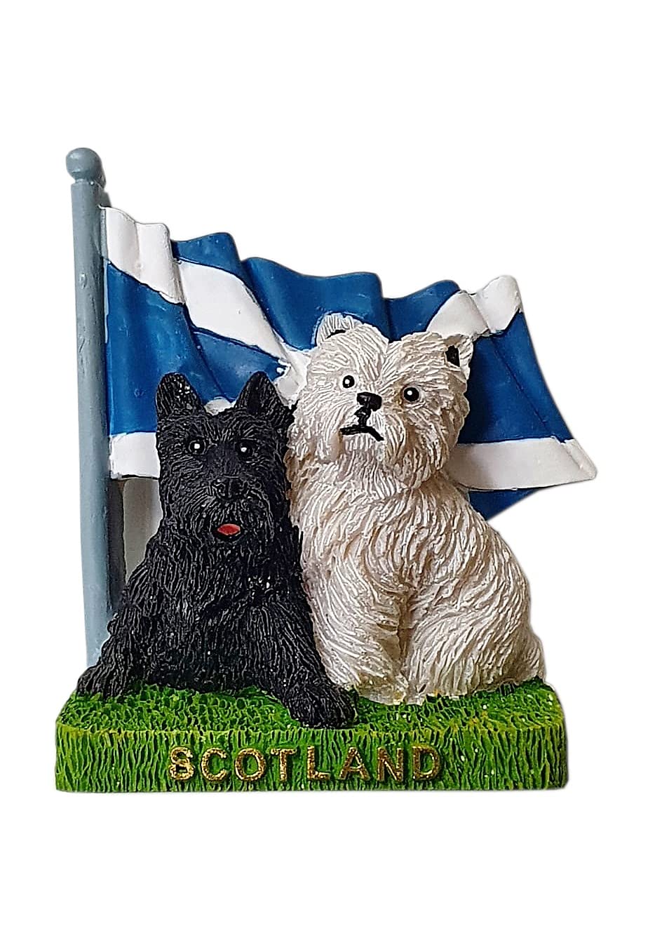 Thomas Benacci Scotland Dogs and Flag Fridge Magnet - Scottish Black Terrier and West Highland White Westie Breeds / Saltire St. Andrew's Cross / Pet Souvenir