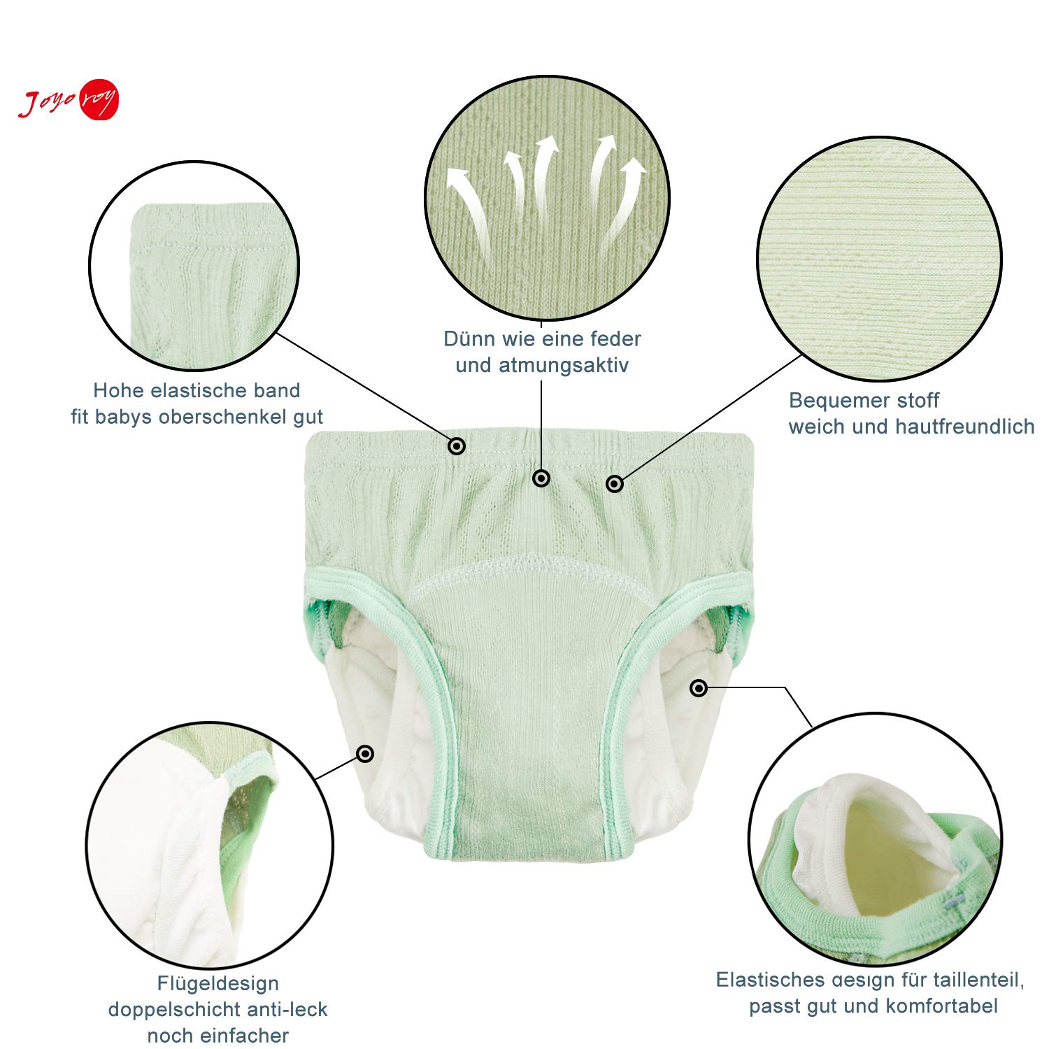 Joyo roy Pantalones de Entrenamiento Impermeables Calzones de Entrenamiento niño de Algodón Pantalones de Entrenamiento para IR al baño de Ropa Interior para niños 1-5 años