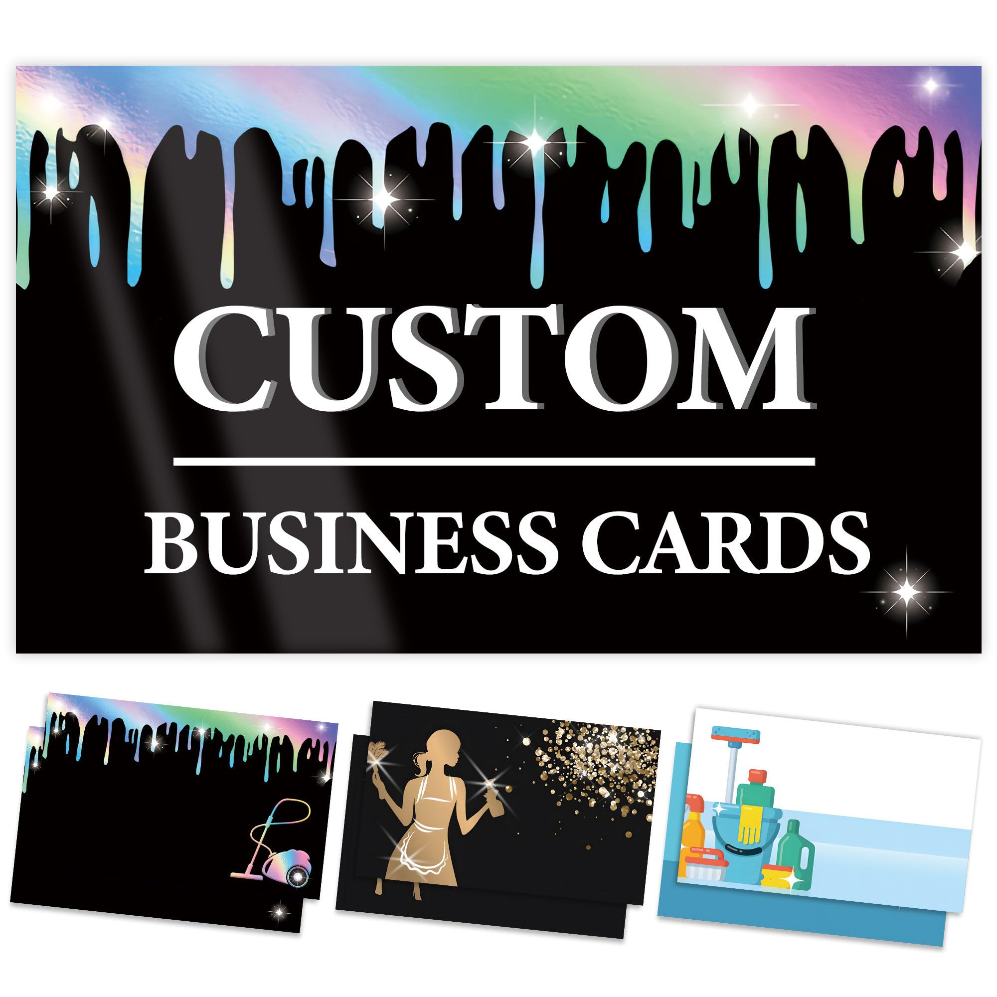 Temote Custom Business Cards with Your Logo, Customize Front and Back 100PCS Printable, Personalized for Small 300gsm Waterproof 3.5/''x 2/'' (