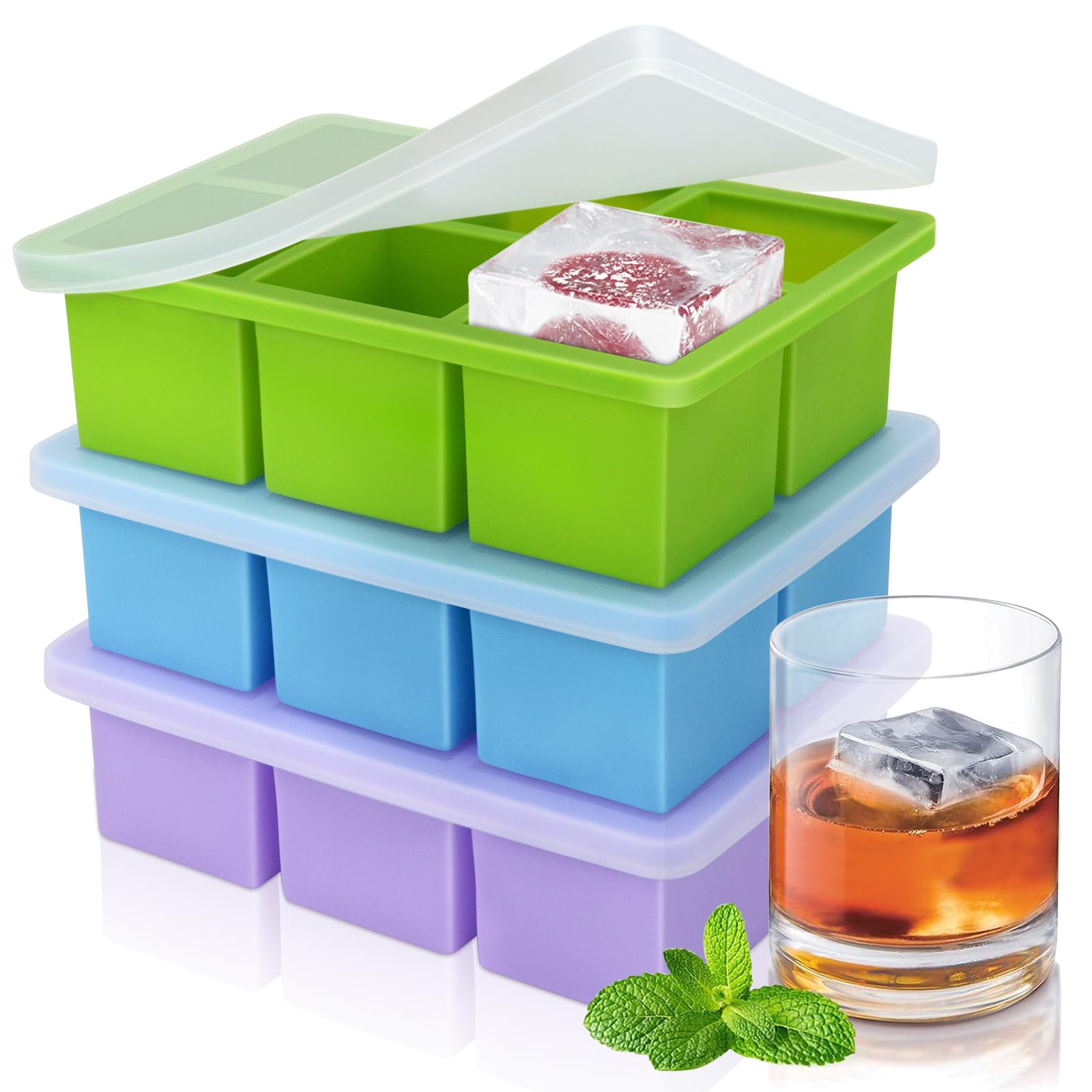 TOPAHGOD 18 Cavity Ice Cube Trays with Lid, 3 Pack — image 1