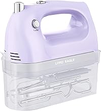Lord Eagle Hand Mixer Electric Whisk, 400W Power Handheld Mixer for Baking Cake Egg Cream Food Beater, Turbo Boost/Self-Control Speed + 5 Speed + Eject Button + 5 Accessories, Purple