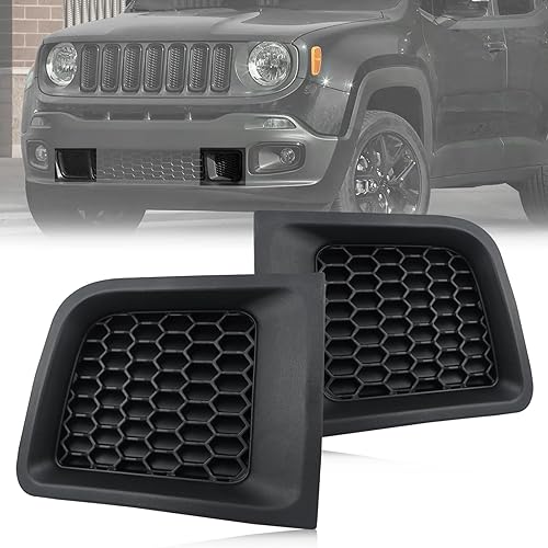 Miniatura 1 de PGTOPONE Juego de 2 cubiertas de bisel para rejillas de riñón delanteras para Jeep Renegade 2015-2018, 1 par izquierdo y derecho, inserto de rejilla