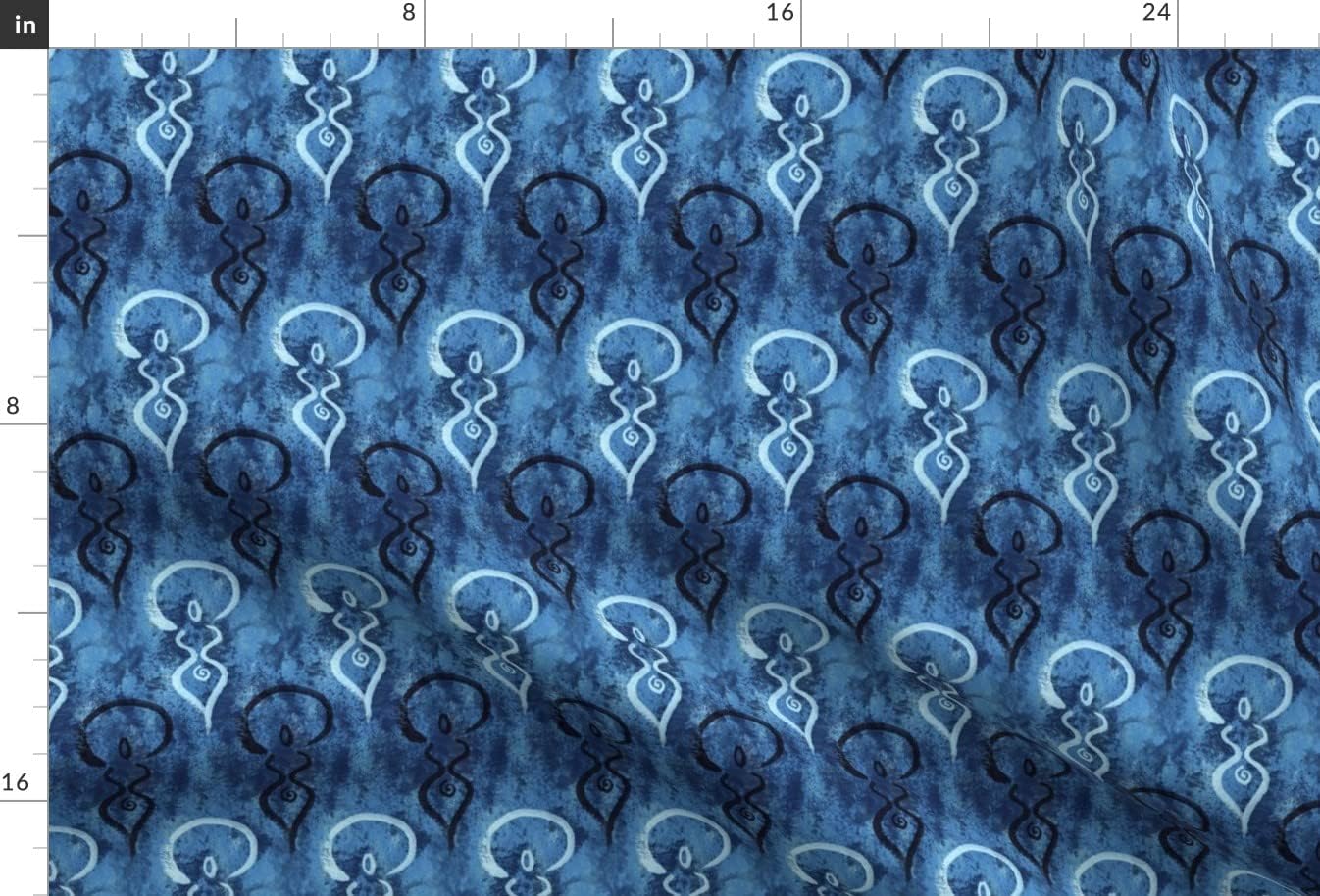 Spoonflower Fabric - Pagan Blue Painted Occult Mystical Printed on Minky Fabric by The Yard - Sewing Baby Blankets Quilt Backing Plush