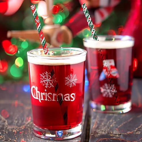 Miniatura 5 de NINU 100 pajitas de papel de Navidad, pajitas de copo de nieve para decoración de fiestas de Navidad y regalos de Navidad, 8 estilos