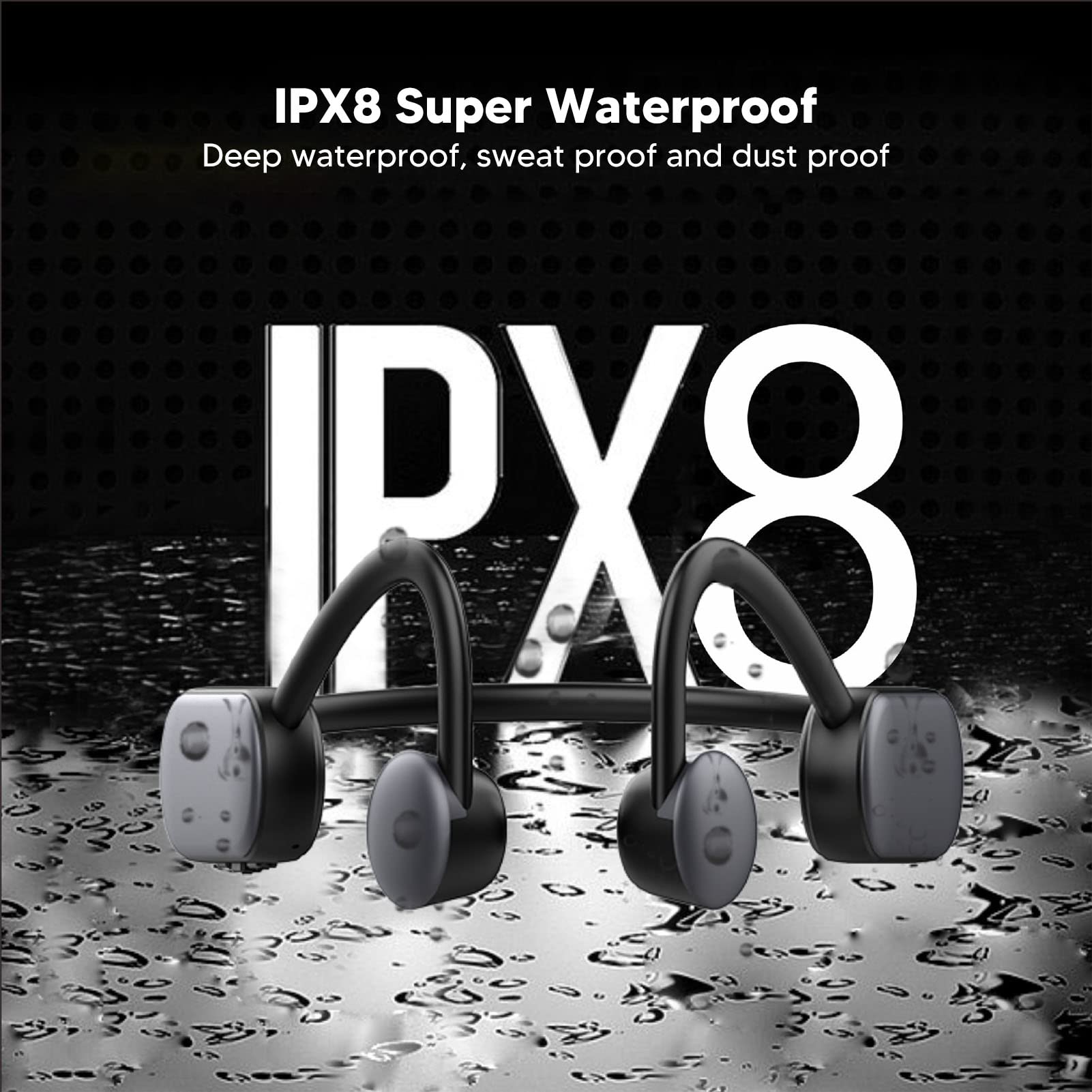 Słuchawki Douszne, Wodoodporna Redukcja Szumów IPX8 Bluetooth 5.0 Słuchawki Sportowe Z Otwartymi Uszami Bluetooth, Możliwość Zginania O 360 Stopni Bez Deformacji do Biura Ćwiczeń Sportowych