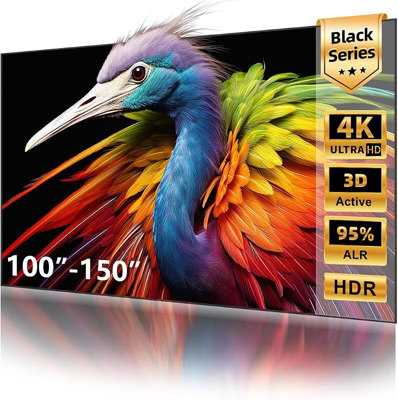 NothingProjector ALR Screen for Ultra Short Throw Projector, 120 inch | 95% Ambient Ceiling Light Rejecting, 4K/8K UHD Active 3D, Fixed Frame 16:9, Wall Mount Anti Daylight UST, Black Series NothPJ