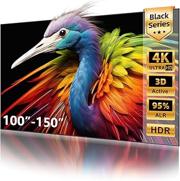 NothingProjector ALR Screen for Ultra Short Throw Projector, 95% Ambient Ceiling Light Rejecting, 100 inch, 4K/8K UHD, Active 3D, Fixed Frame 169, Wall Mount Anti Daylight UST, Black Series NothPJ