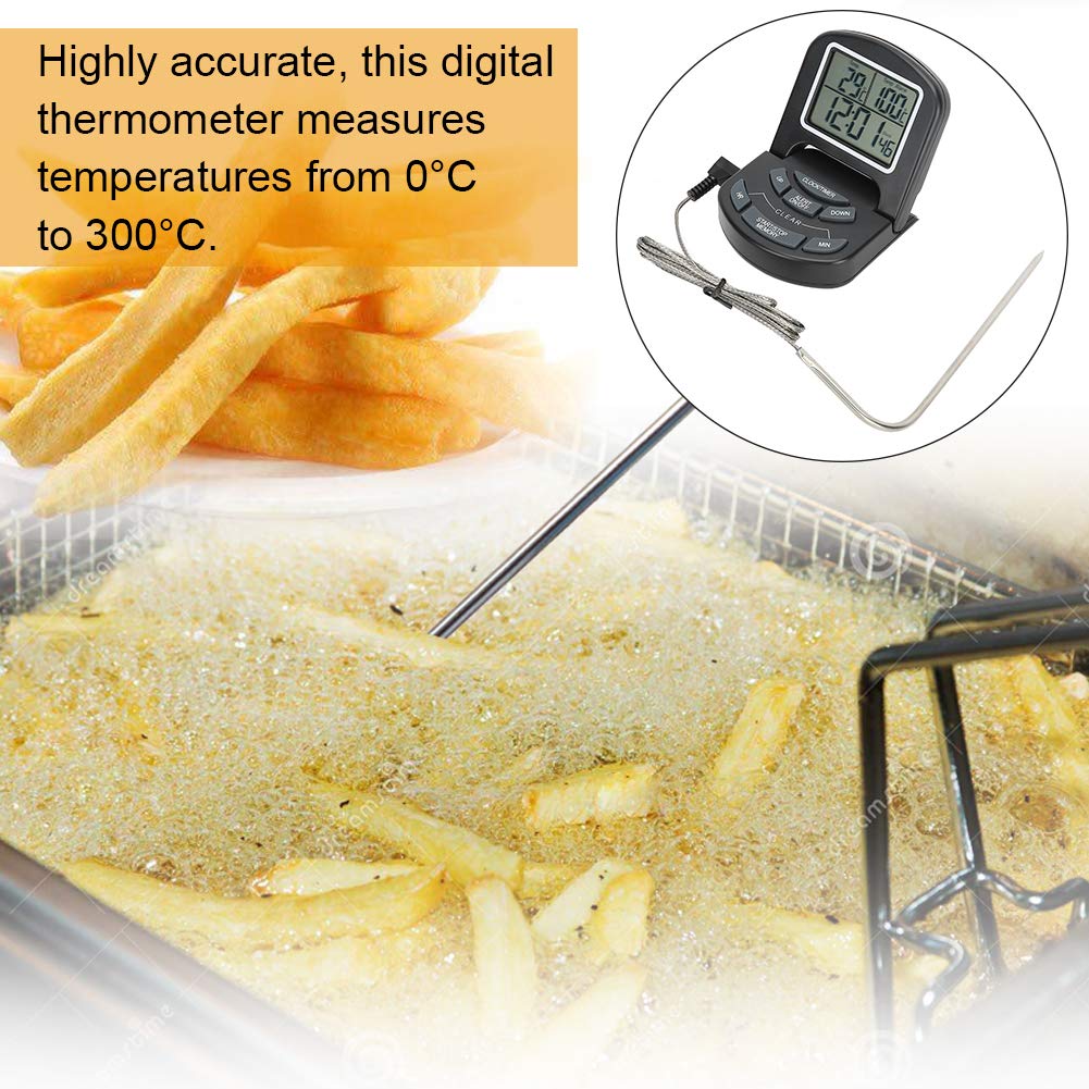 Probe Digital Highly Accurate Cooking Timer Kitchen for Home, Digital Meat Food Thermometer, Kitchen Cooking Thermometer with Timer for Cooking Turkey Fish Beef