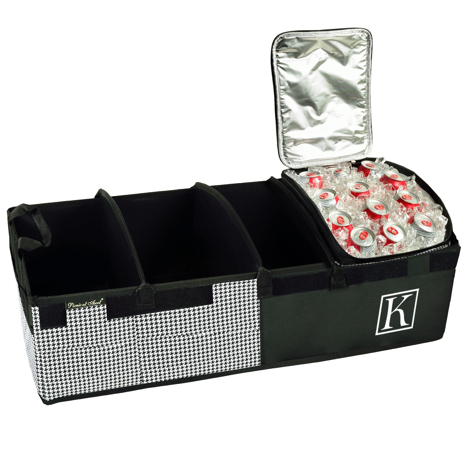 Picnic at Ascot Personalized Monogrammed Heavy Duty Rigid Base Trunk Organizer with Leak Proof Cooler- Adjustable Dividers - 30