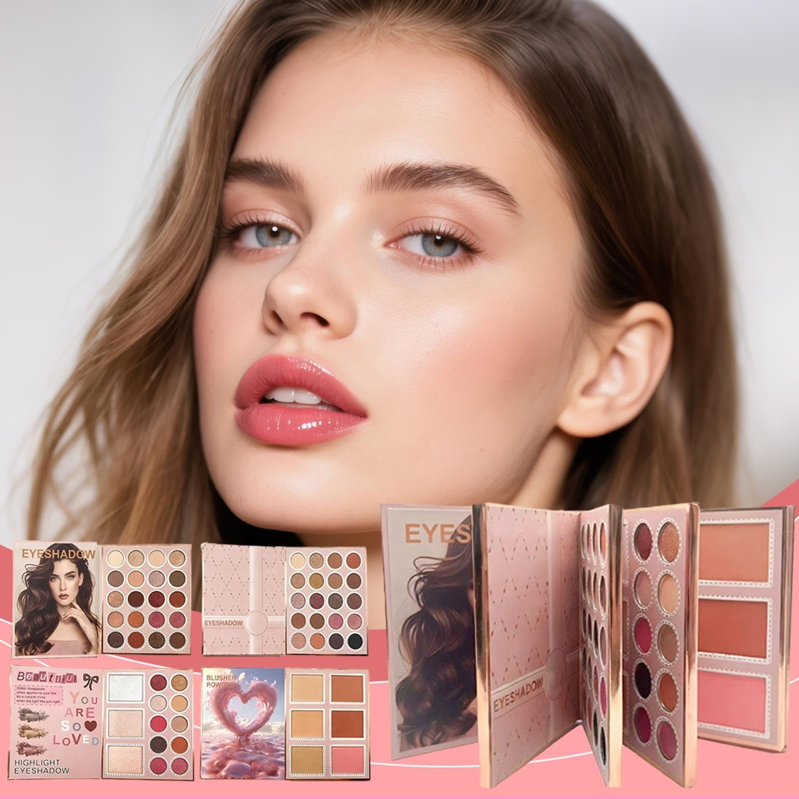 Libro Palette Per Trucco | Prodotto Trucco Multifunzionale,Illuminante Viso A Lunga Durata | Studenti Principianti Professionisti Artisti Sposse Amanti Bellezza Routine Feste