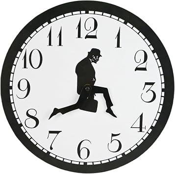 Ministry of Silly Silent Walks Clock, 12 inch Non-Ticking Silly Walk Wall Clock, A Interesting Wall Clock for Bedroom Kitchen Living Room, Novelty Home Decor Gift Black