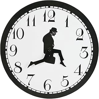 Ministry of Silly Silent Walks Clock, 12 inch Non-Ticking Silly Walk Wall Clock, A Interesting Wall Clock for Bedroom Kitchen Living Room, Novelty Home Decor Gift (Black)