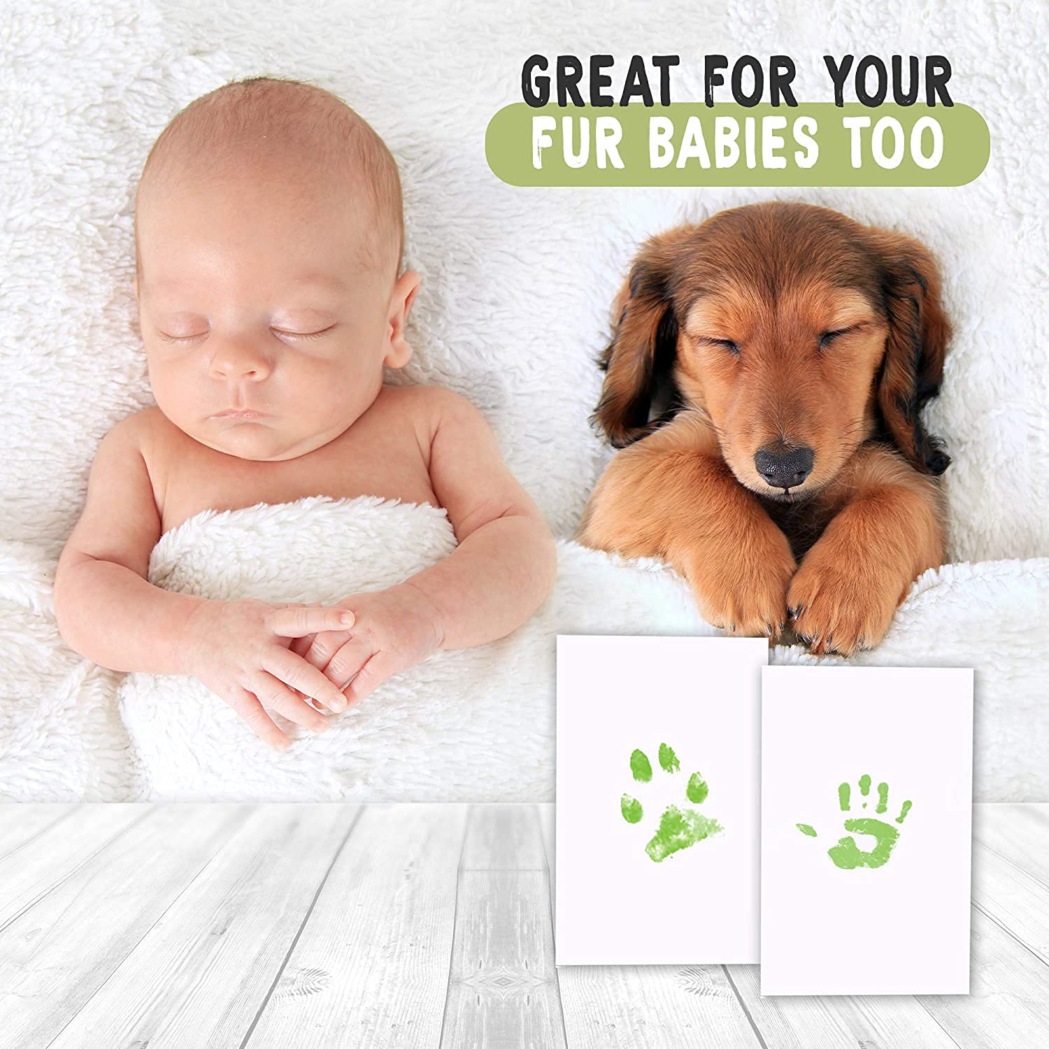 Mold Your Memories Baby Inkless handprint and footprint kit. Baby skin safe ink pad for hand and feet impression. Baby imprint kit for Newborn Gifting, Baby records, Baby first memory. 4