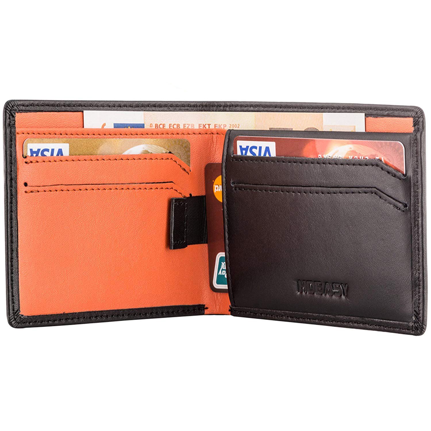 IRF Wallet for Wallet, Soft Leather "Made with Napa Genuine Leather" Black Surface/Interior