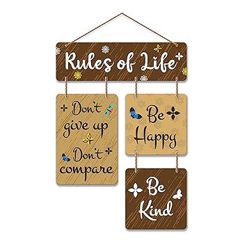 Art Vibes Rules Of Life Decorative Wall Art Wooden Wall Hanger For Living Room | Bedroom | Home Decor | Office | Gifts | Quotes Items | Wall Hanging For Home Decoration | Modern Art (Wh_6507N)