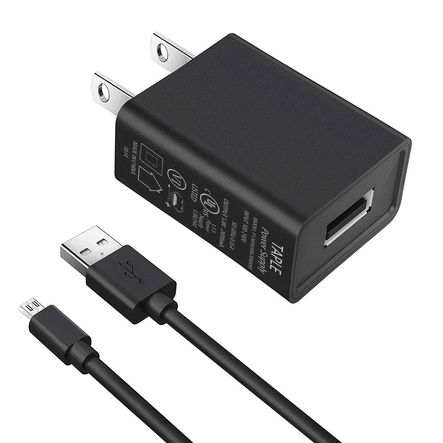 Kindle Fire Fast Charger, [UL Listed] TAPLE AC Adapter 2A Rapid Charger with 5 Ft Micro-USB Cable for Kindle Fire HD, HDX 6" 7" 8.9" 9.7", Fire 7 8 10 Tablet Power Supply Cord