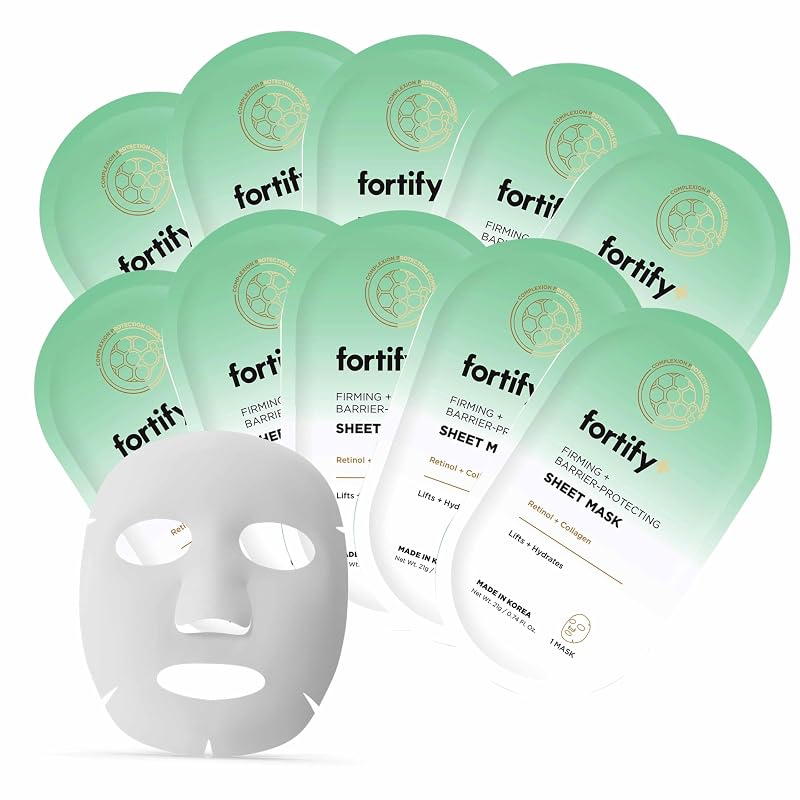 Máscara facial Fortify Skincare com retinol e colágeno, 10 unidades