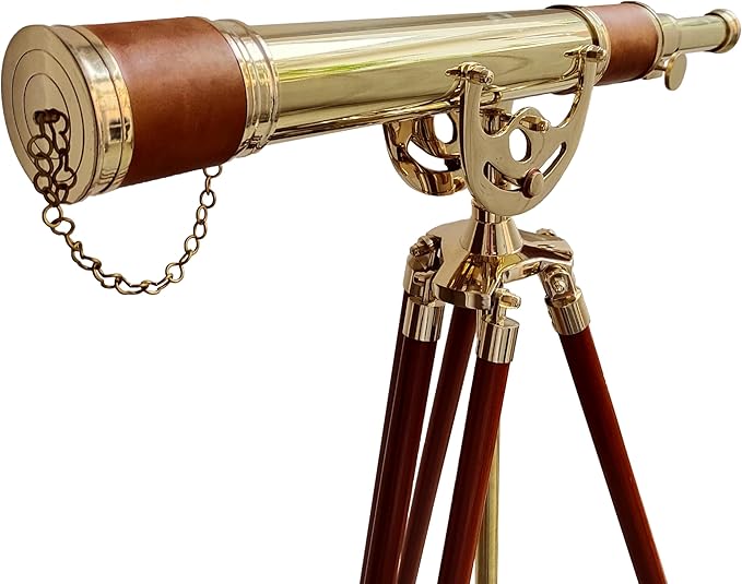 Telescopio Antiguo de Latón Navirock Vintage con Trípode de Madera miniatura 5