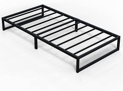 Miniatura 9 de Richwanone Base de cama de plataforma metálica individual de 18 pulgadas, base de colchón con soporte de listones de acero, no necesita somier,