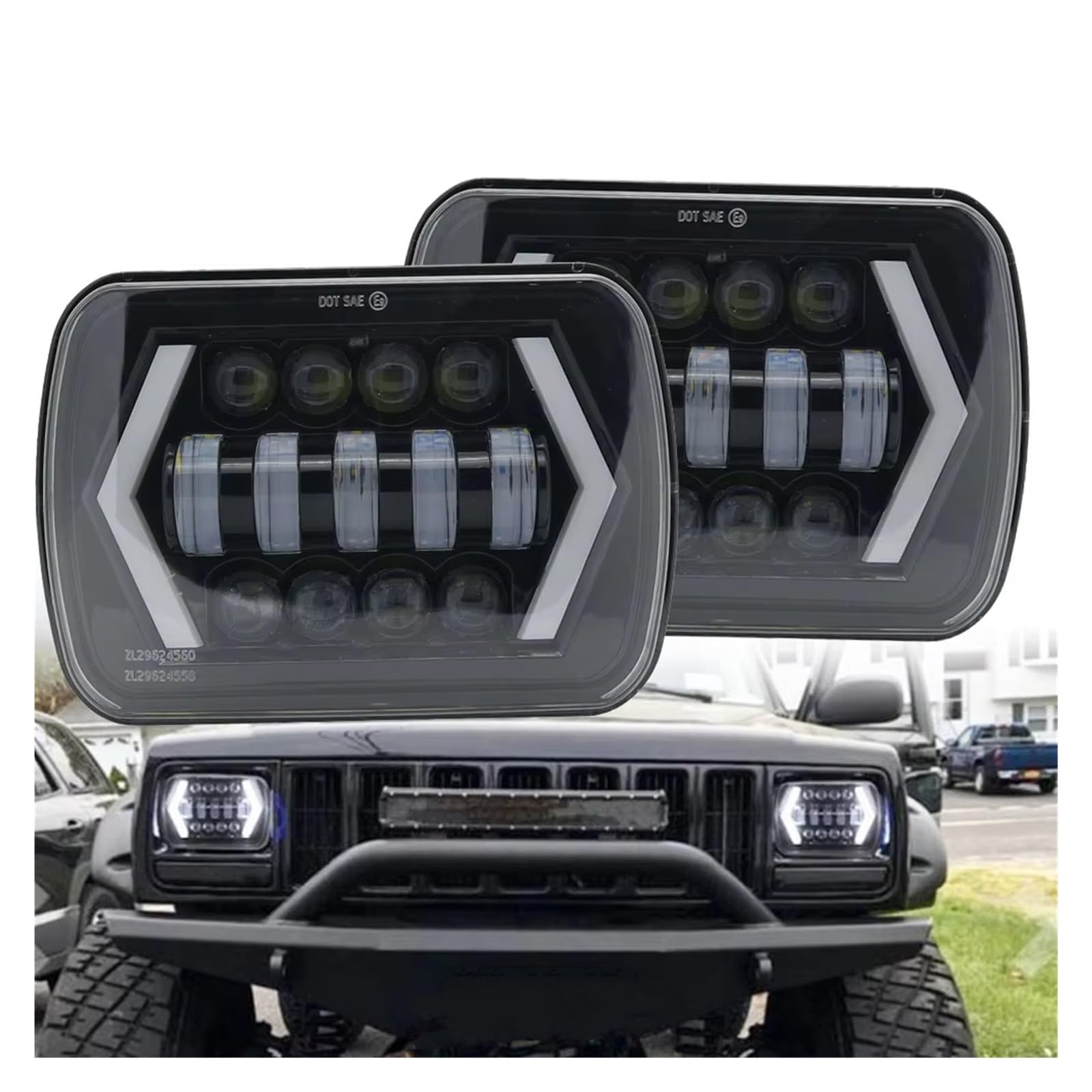 Fari 7x6 "5X7" Proiettore LED Impermeabile Faro Hi-Lo Fascio DRL Per Nissan 240SX(s13) Per Patrol Y60 1980-1990 1991 1992 1993 1994 Accessori Auto Faro(2 Piece)