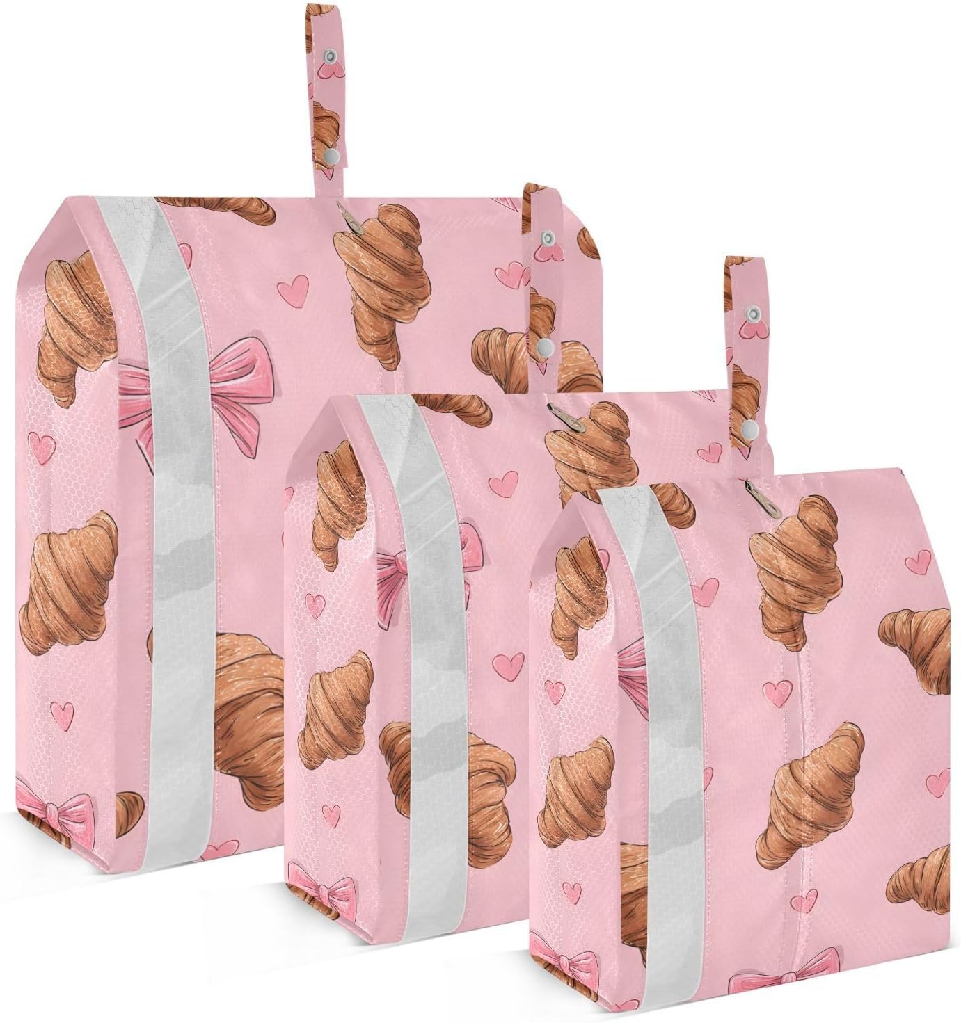 OTVEE 3 Pcs Packing Cubes for Suitcases Cute Hearts Bow Breads Lightweight Travel Bags Organizer Travel Essentials