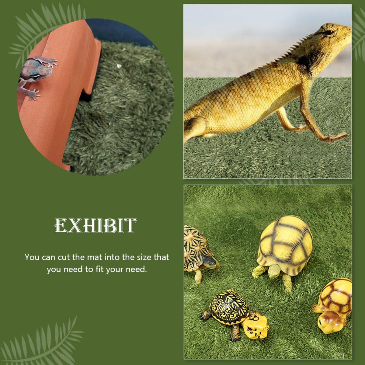 Tapis Gazon Artificiel Décoratif en Coton Respirant et et Super Confortable pour Reptiles et Tortues pour Terrarium Habitat Humide