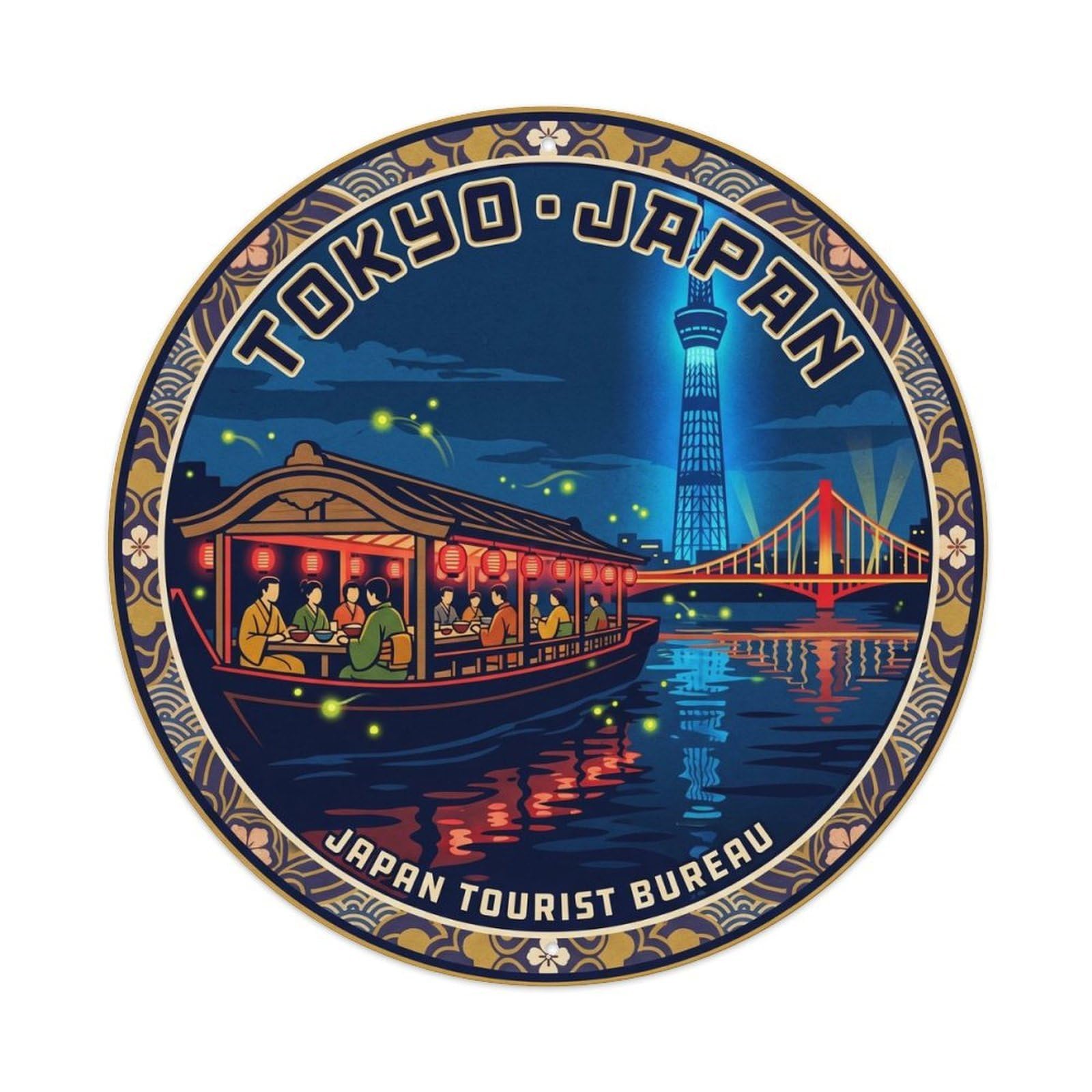 Tokyo Sumida River Yakatabune Boat Cruise Harbor Travel Metal Tin Sign