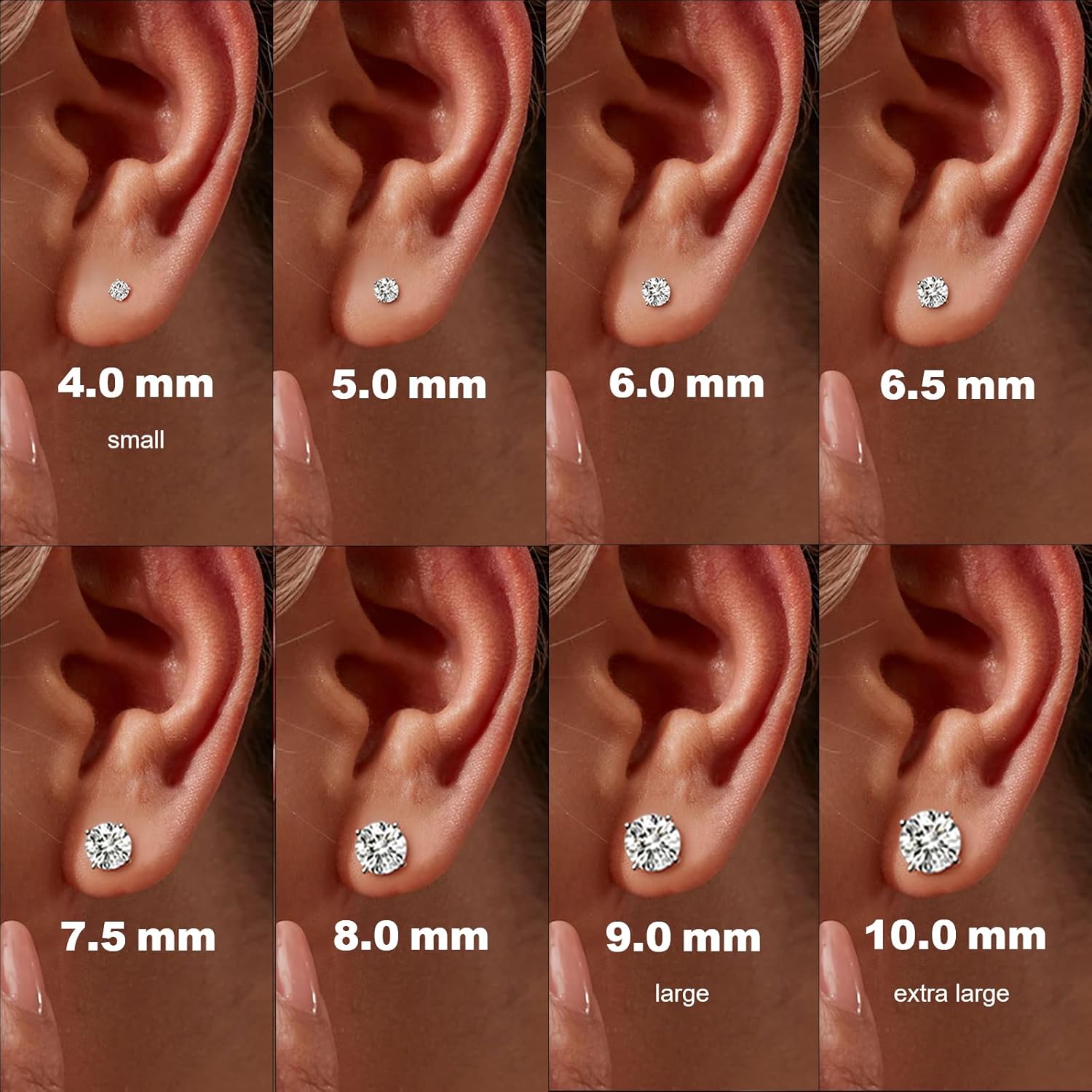 Moissanite Stud Earrings, Round Cut D Color VVS1 Clarity Lab Created Moissanite Earrings Studs 18K White Gold Plated 925 Sterling Silver Jewelry for Women Men - Image 5