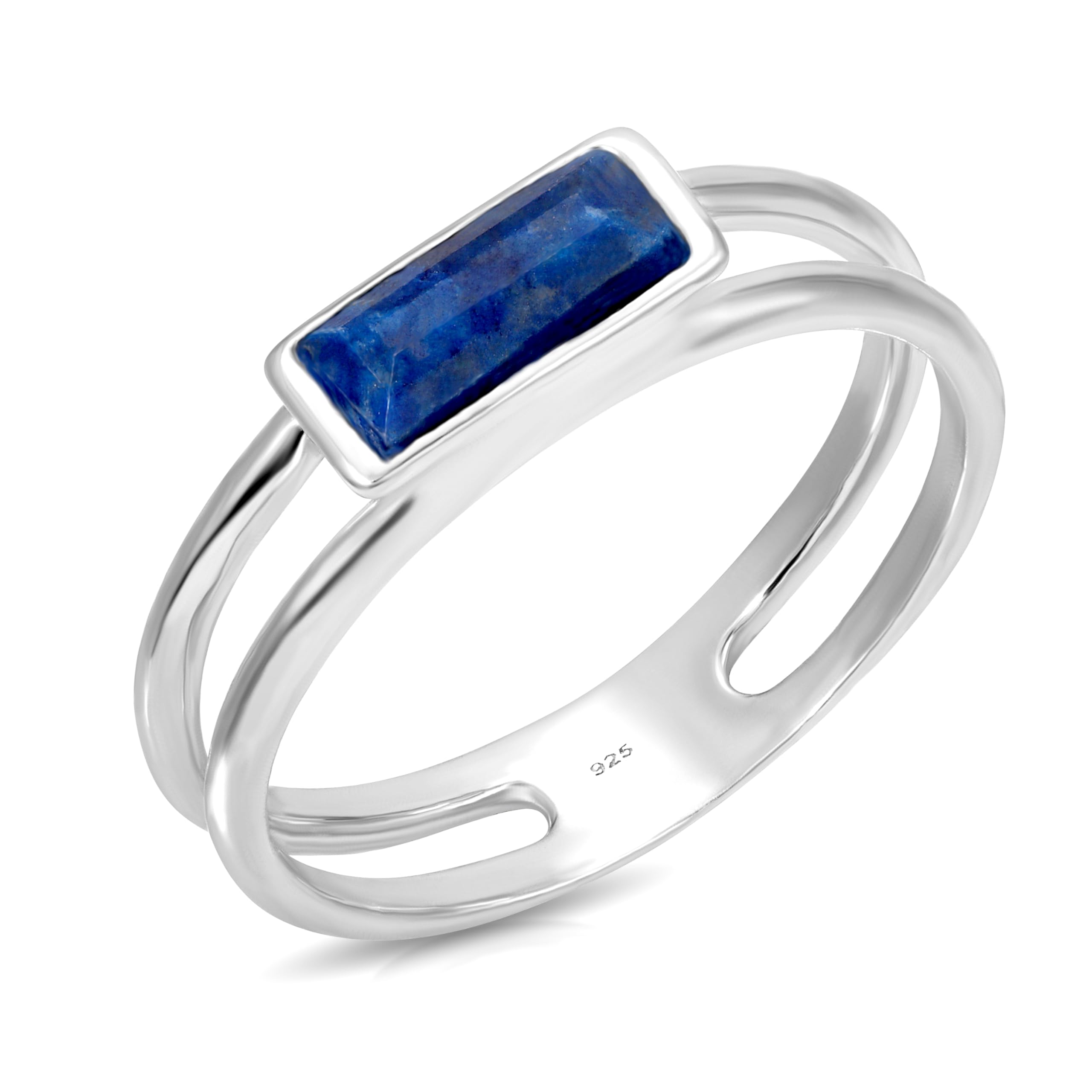 MINDDHASterling Silver Rings-925 Silver Baguette Ring-Sterling Silver Ring With Black Onyx-Black Onyx Rings For Women-Handmade Baguette Ring-Made in Israel, Width 4mm Size 4-12