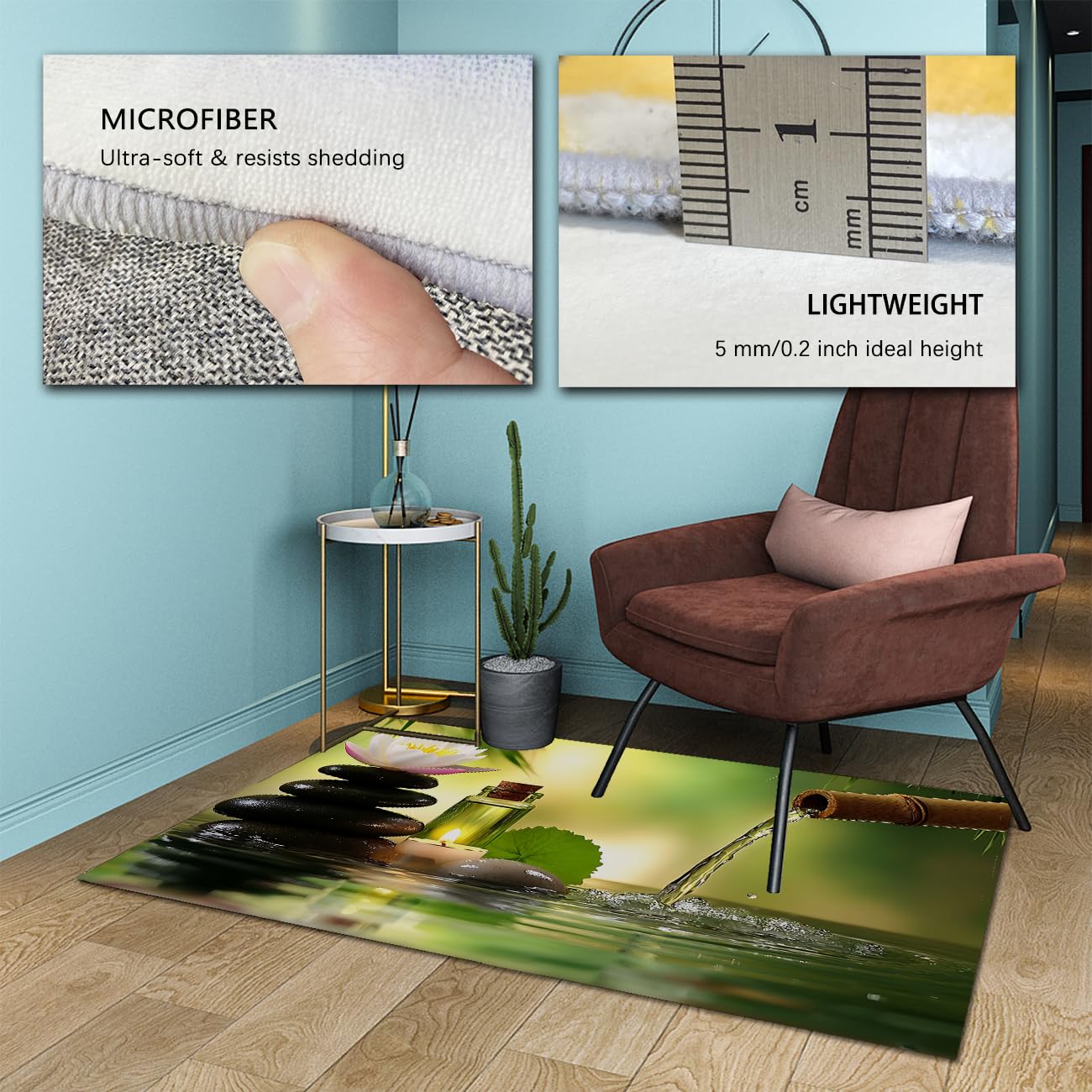 Méditation 180x270cm Tapis Chambre Pierres empilées et imprimé Lotus Moquette à Poil Bas et Confortable Facile à Nettoyer pour Le Salon Spa Studio Yoga décoration du Sol