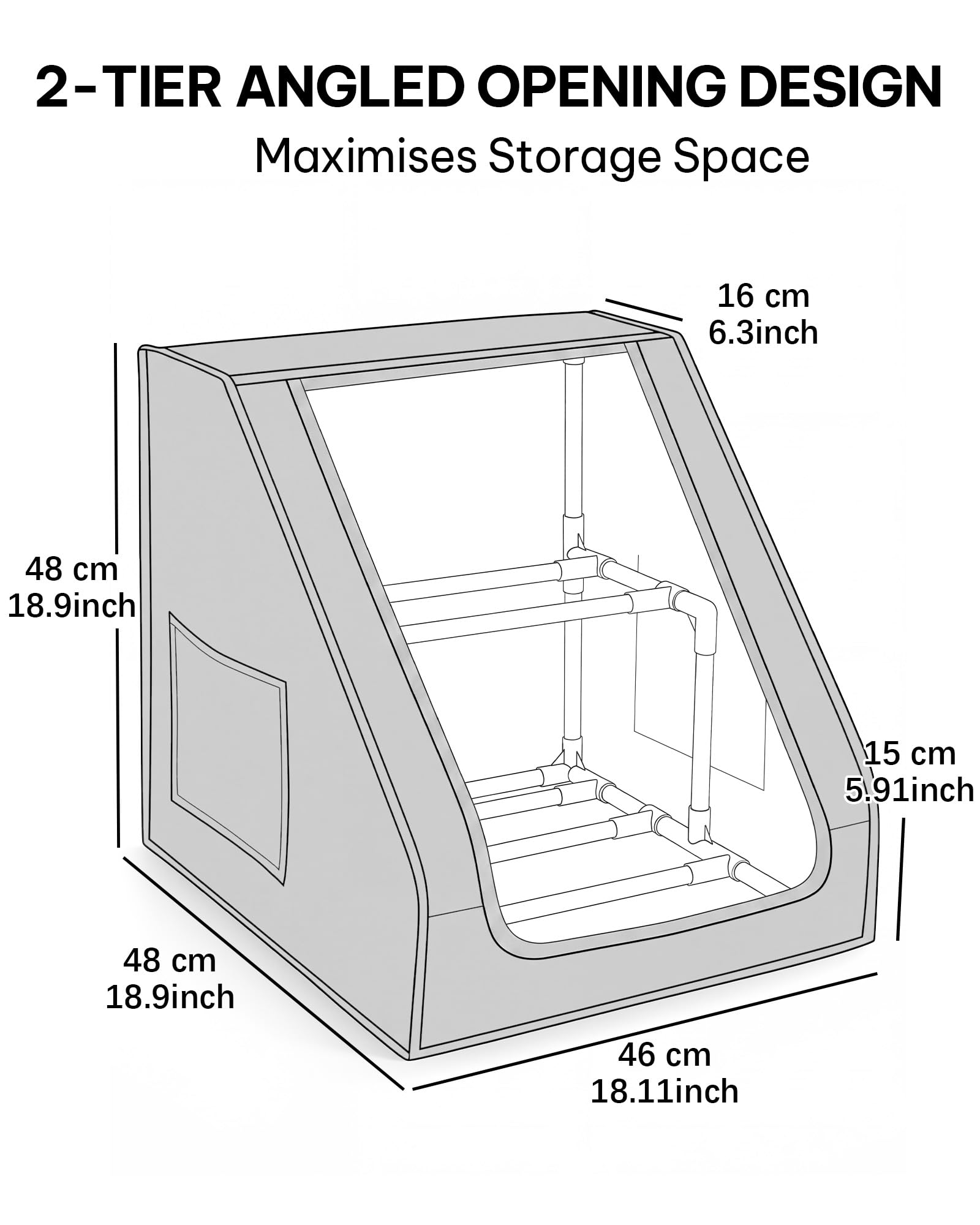 BS-VOG Scatola portaoggetti per filamenti, 2 ripiani, scaffale per stampante 3D, con apertura trapezoidale, fino a 21 rotoli, per PLA, ABS, PETG, TPU, protezione antipolvere salvaspazio per casa