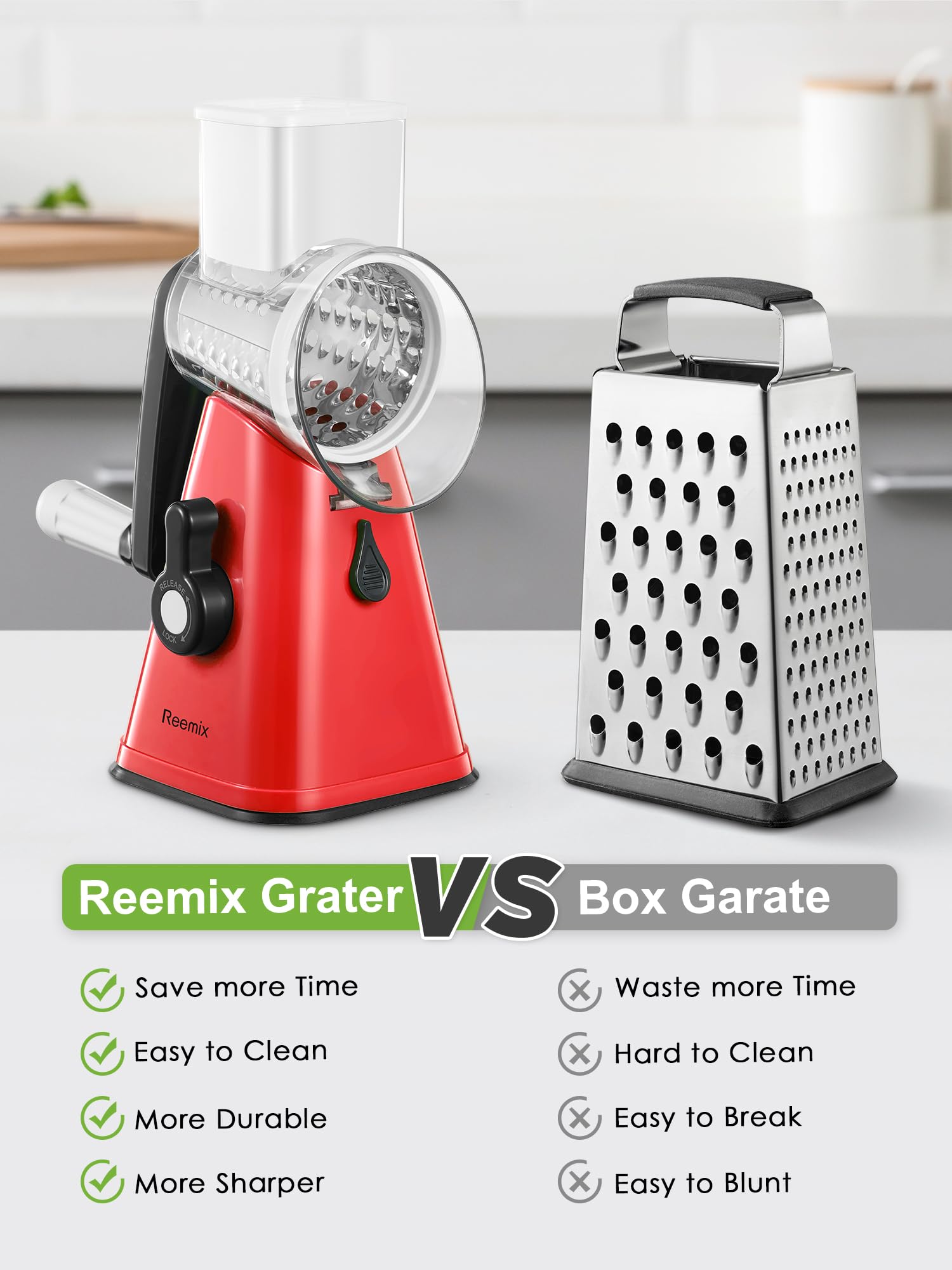 Rotary Cheese Grater, Reemix Rotary Vegetable Slicer - Image 2