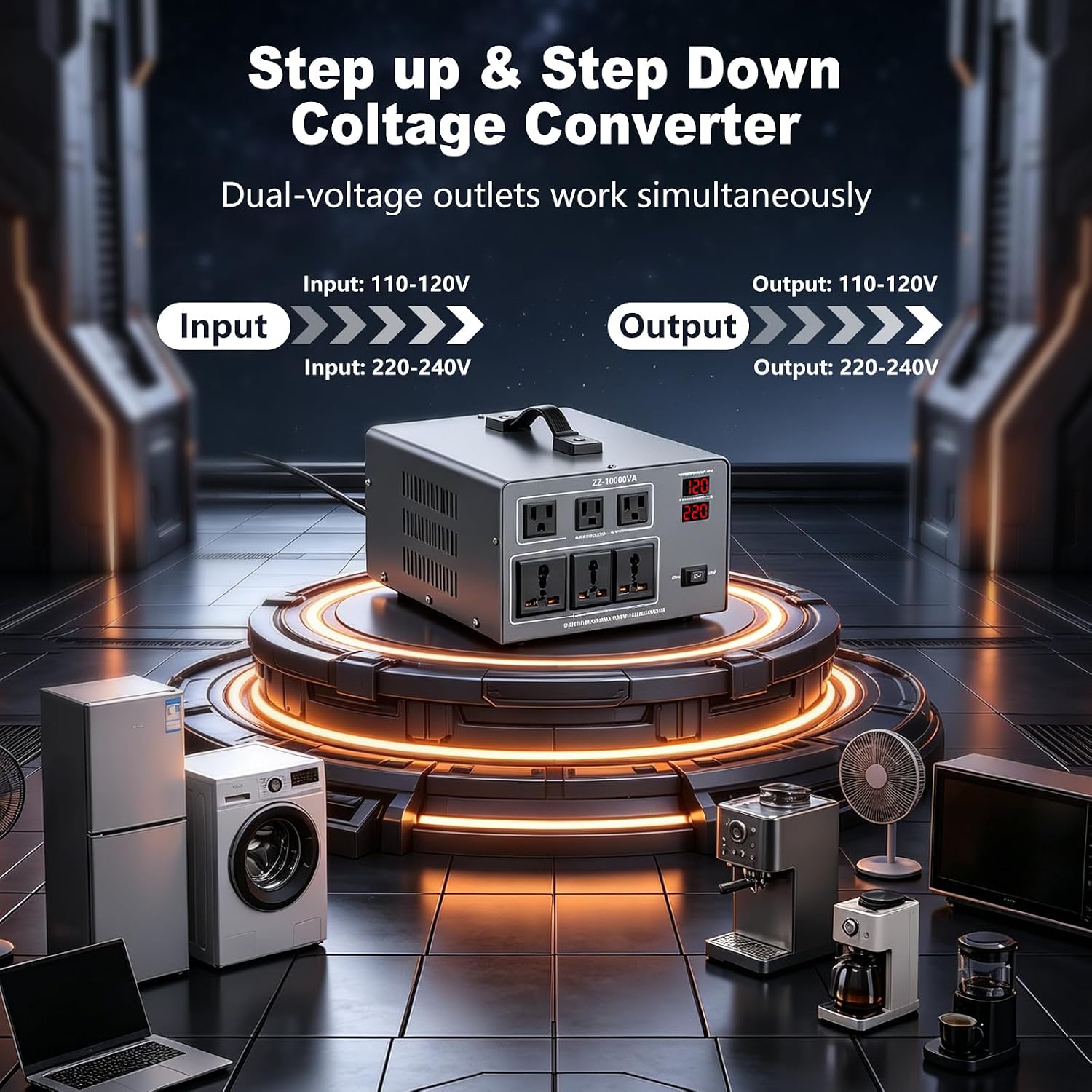 10000W Voltage Converter Transformer, Step Up/Down 110V/120V to 220V-240V
