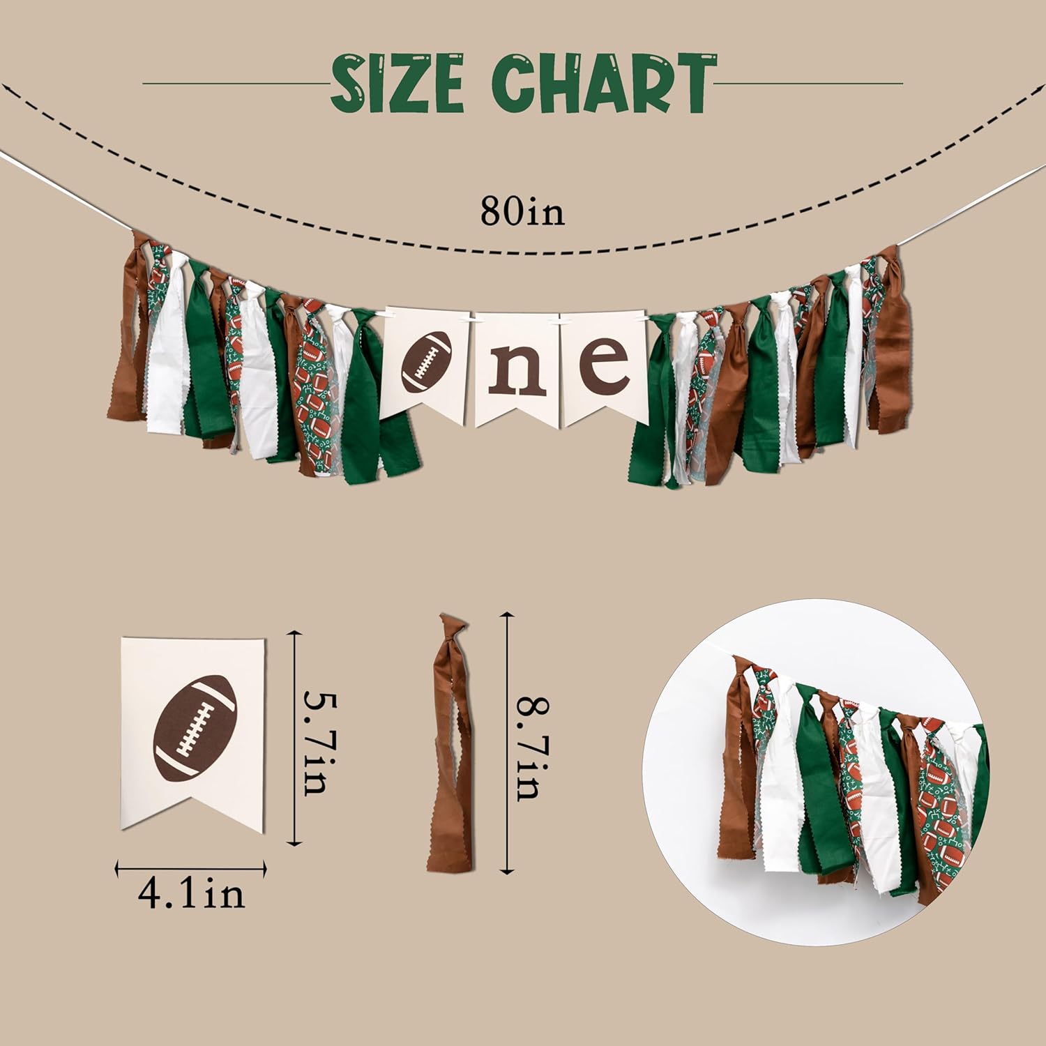 First Year Down Football Highchair Banner - Fabric Football First Birthday Decoration, Football Decor Photo Prop Smash Cake (football banner)