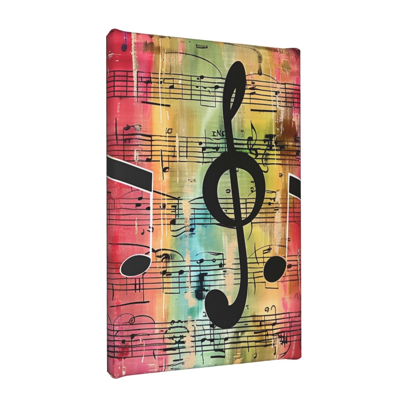 YKLJG Music Note Printed Wall Art Canvas Painting 20x30 CM Wooden Framed Picture Painting Artwork Prints for Bedroom Kitchen Home Office Decor