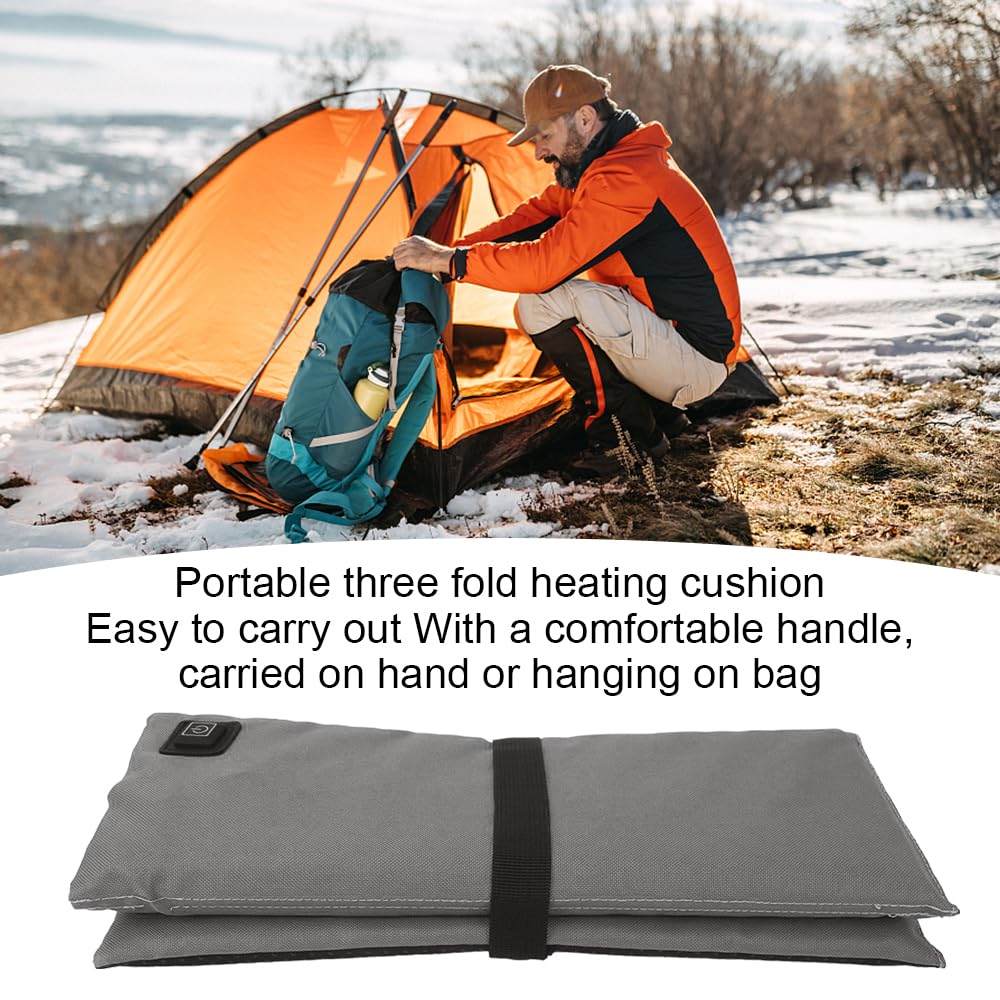 Beheiztes Sitzkissen, 44x40cm Faltbares USB-Heizsitzkissen mit 3 Einstellbare Temperatur, Tragbares Heizkissen für Stadioncamping, Outdoor Bleicher, Camping, Wandern (Enthält Keine Powerbank)