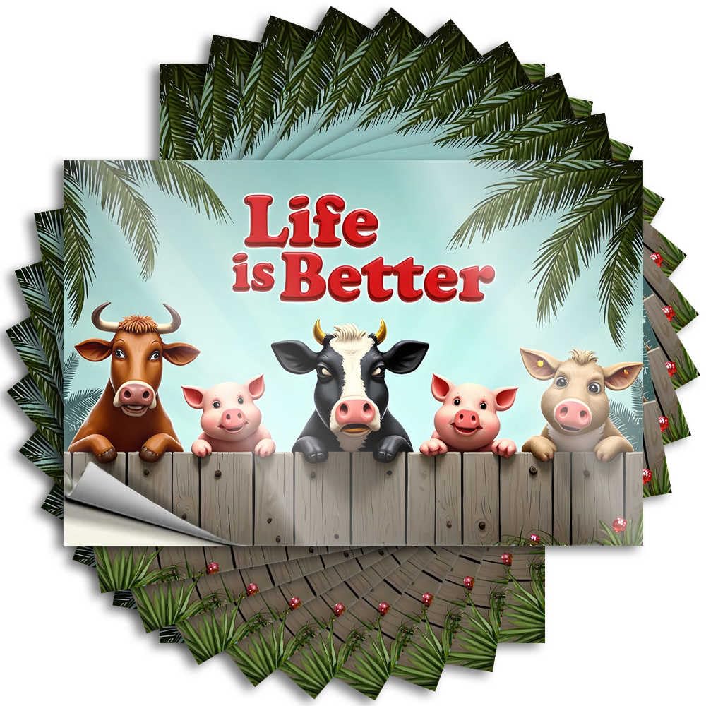 Decal Cozy Teenage Door Life is Better: A Farm Animal Gathering - No Residue Decals for Checkered(12X18CM)
