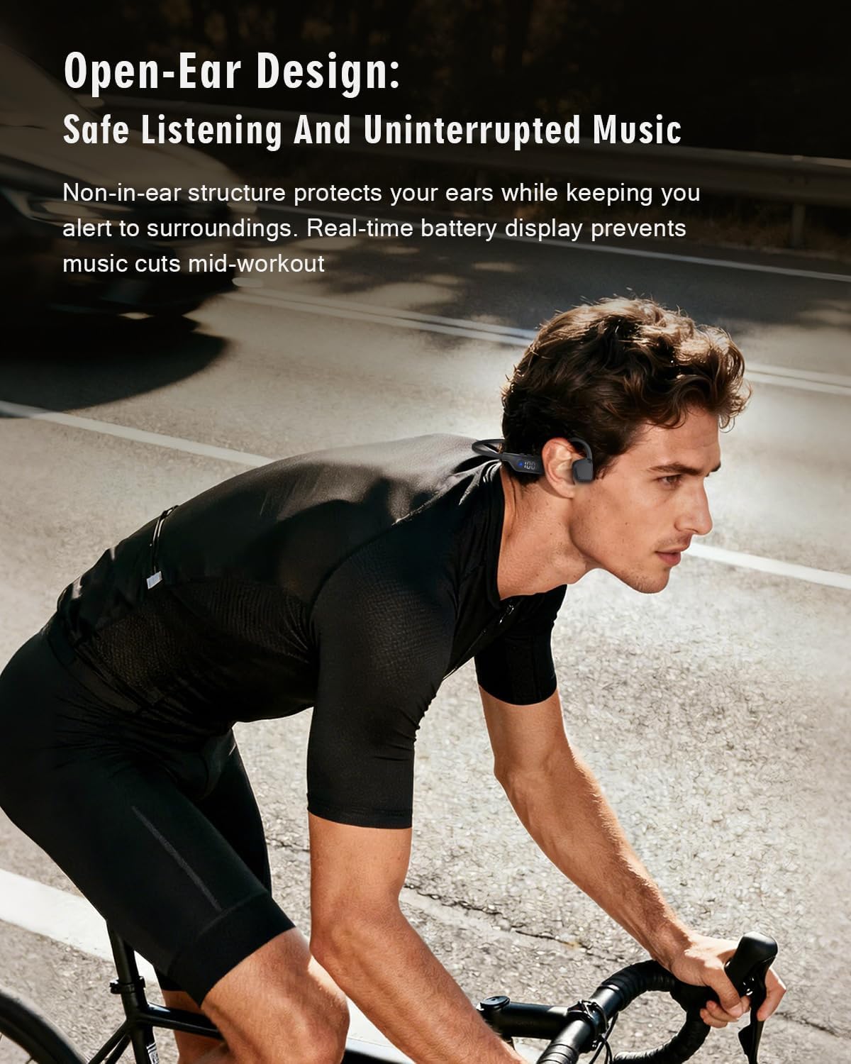 Bone Conduction Headphones, 14H Playtime Bluetooth 6.0 Open-Ear Earbuds with Mic, IPX5 Waterproof Lightweight Headset, Wireless Sport Earphones for Running, Cycling, Gym Workouts(Black) thumbnail