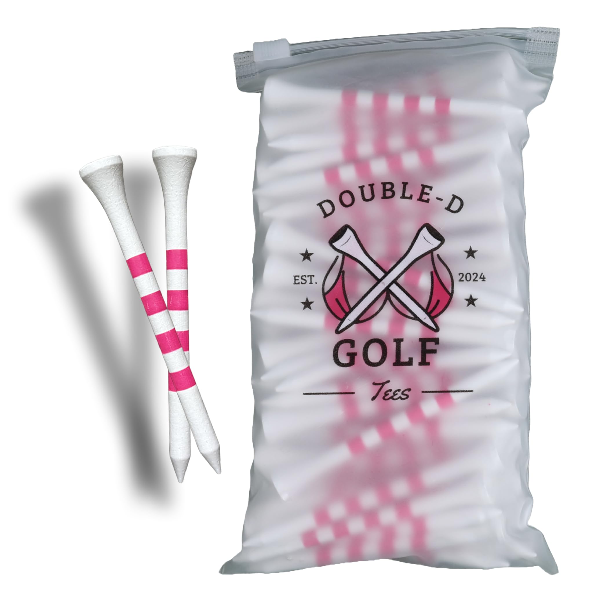 Double-D Golf Bamboo Golf Tees Supporting Breast Cancer Research | 10% Profit Donation | Two Size Options (2 3/4