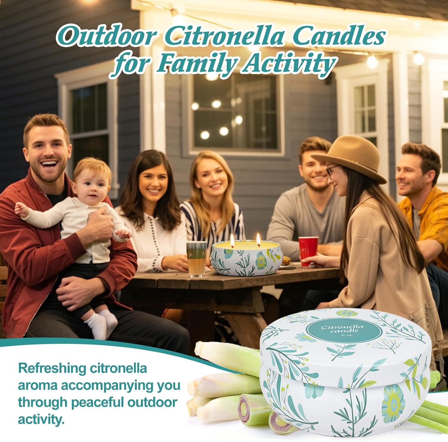 Citronella Candles Outdoor, 4 Pack Double-Wick Soy Wax Lemongrass Candles Bulk, Decorative Scented Candle for Patio Garden Yard Camping, Indoor Outside Emergency Candle, 240 Hours Burning Time