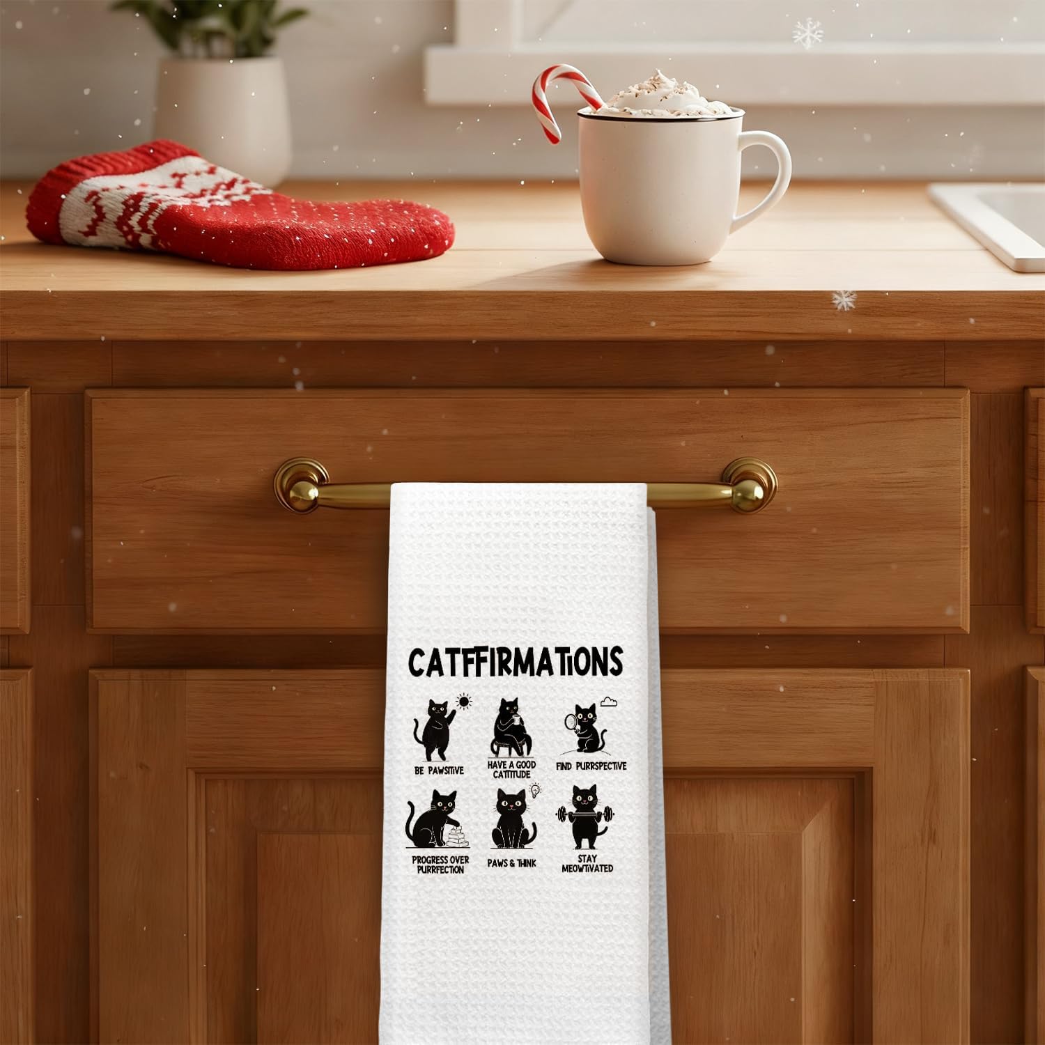 Funny Black Cat Kitchen Towels, Cat Lovers Mom Lady Gifts Dish Tea Towels for Kitchen Decor, Black Kitty Kitten Hand Towels for Bathroom Decor, 16x24 Inch - Image 5