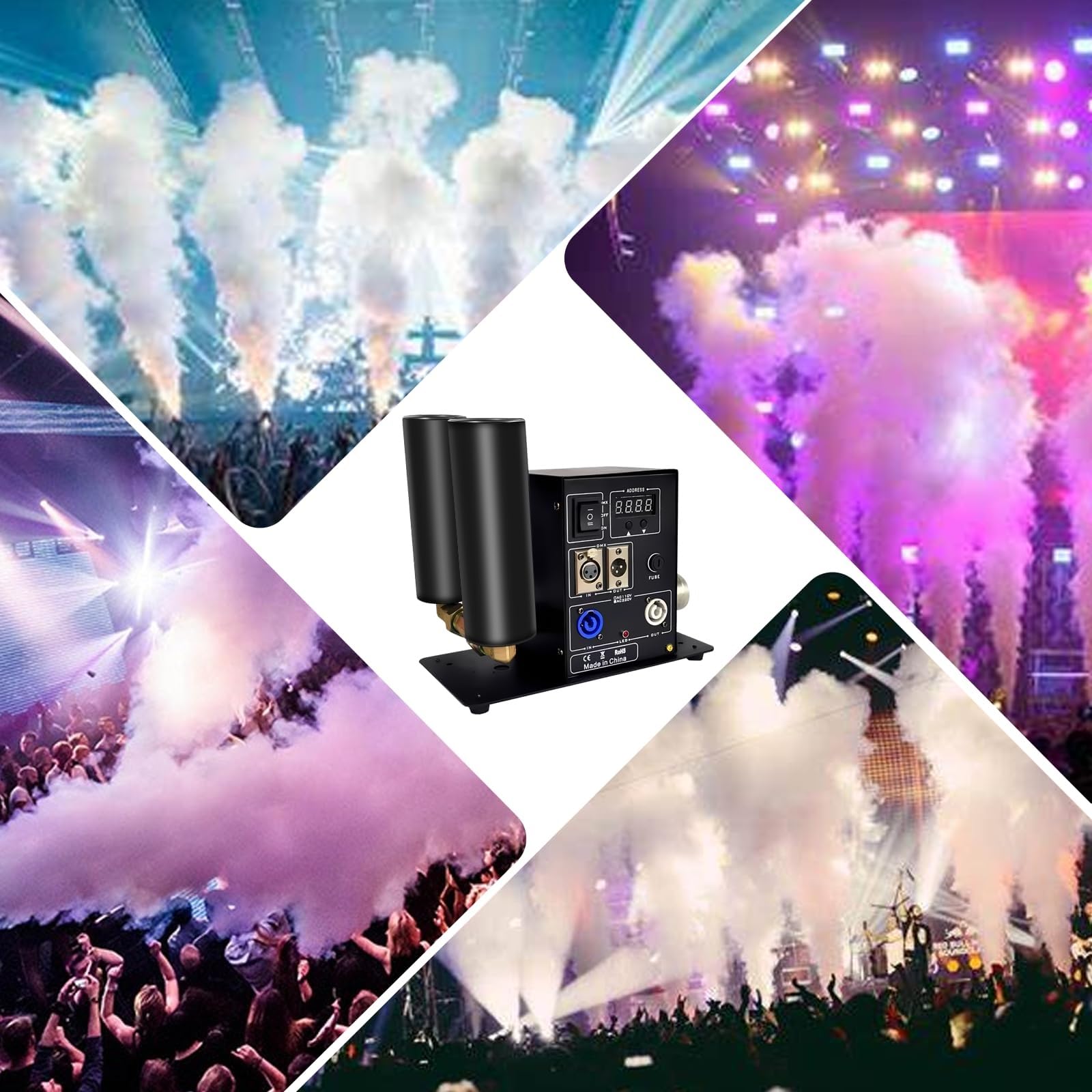 Doppelrohr CO2-Jet Machine Nebelmaschine,Professionelle Gas Nebelmaschine CO2 mit 6m-Schlauch,Einstellbarem Winkel und 5–6 m Strahlhöhe für DJ-Konzerte,Partys,Geburtstage und Hochzeiten