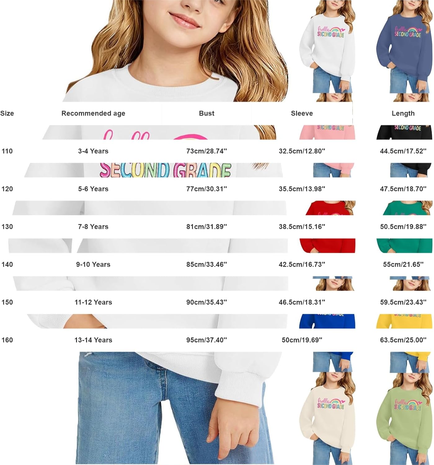 First Day of School Sweatshirt for Boys Girls Second Grade Back to School Oversized Hoodie Crew Neck Cute Graphic