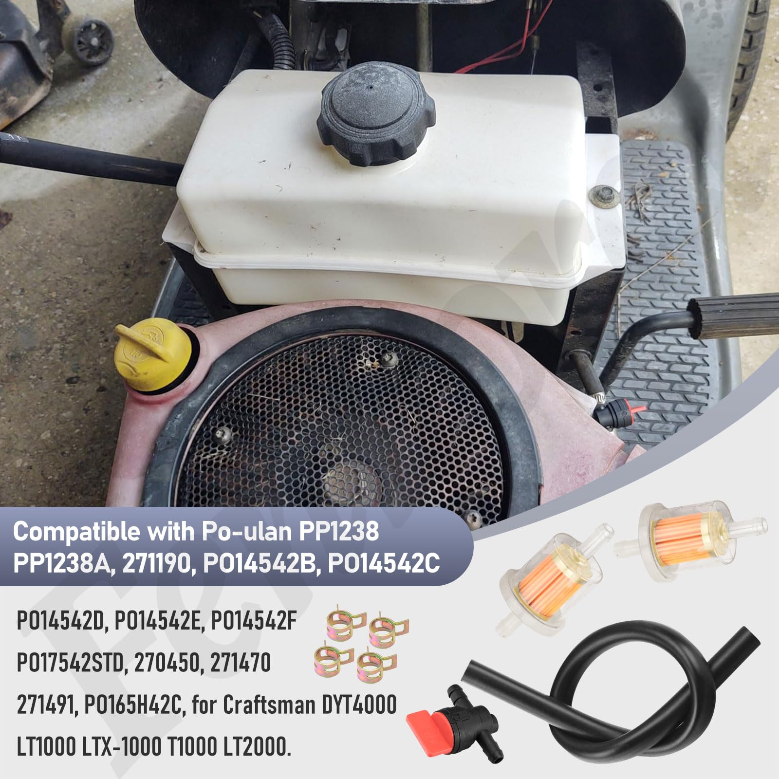 532184900 184900 - Conjunto de depósito de combustible y tapa de combustible para Husqvarna Poulan Roper Craftsman Weed Eater, sustituye a 532109202, 105738X, 109202X