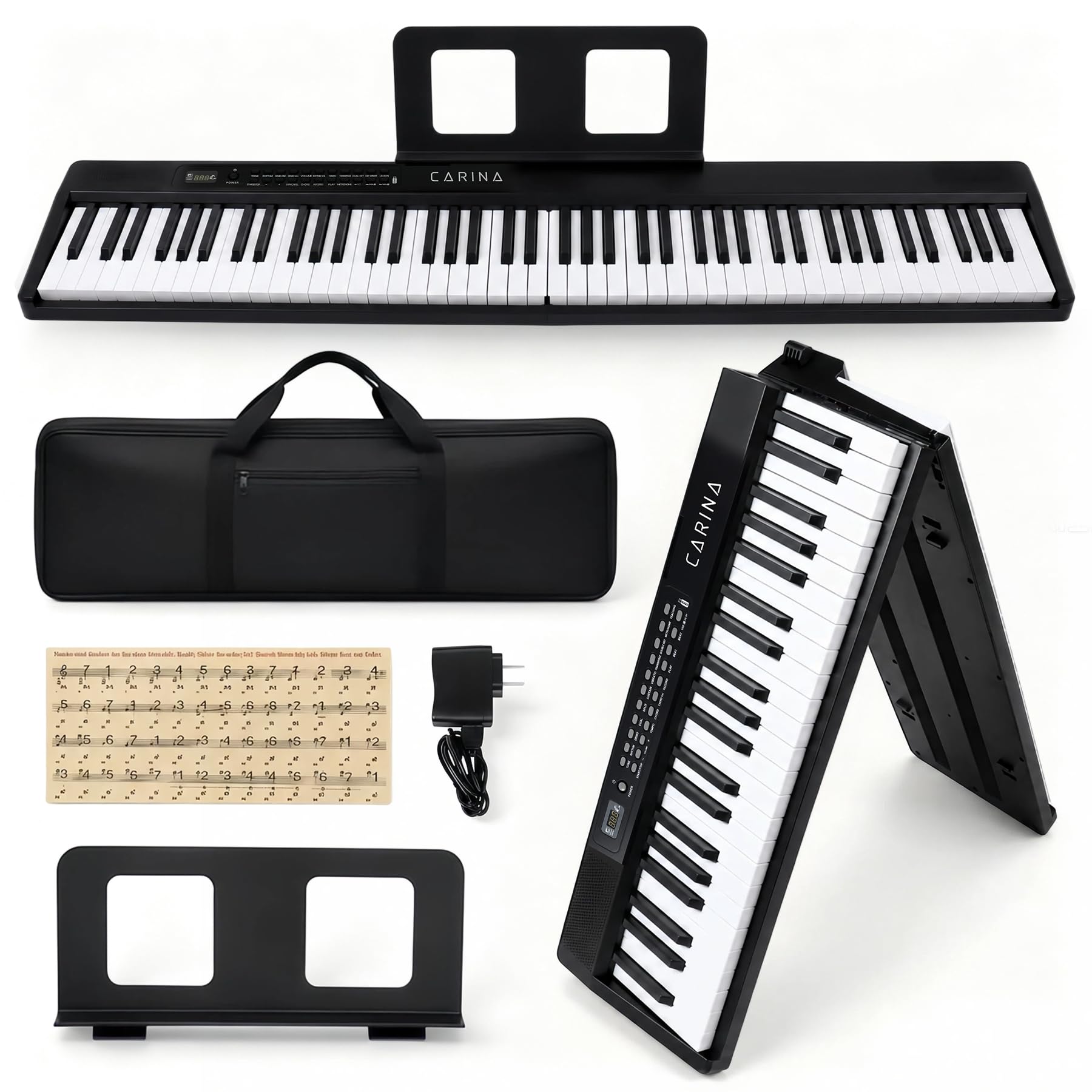 Carina 88-Key Foldable Digital Piano, Semi-Weighted, Portable Keyboard