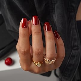 DANNI & TONI Semi Cured Gel Nail Strips Burgundy (Garnet Gaze) Cat Eye Gel Nail Stickers Gift for Woman 28 Stickers