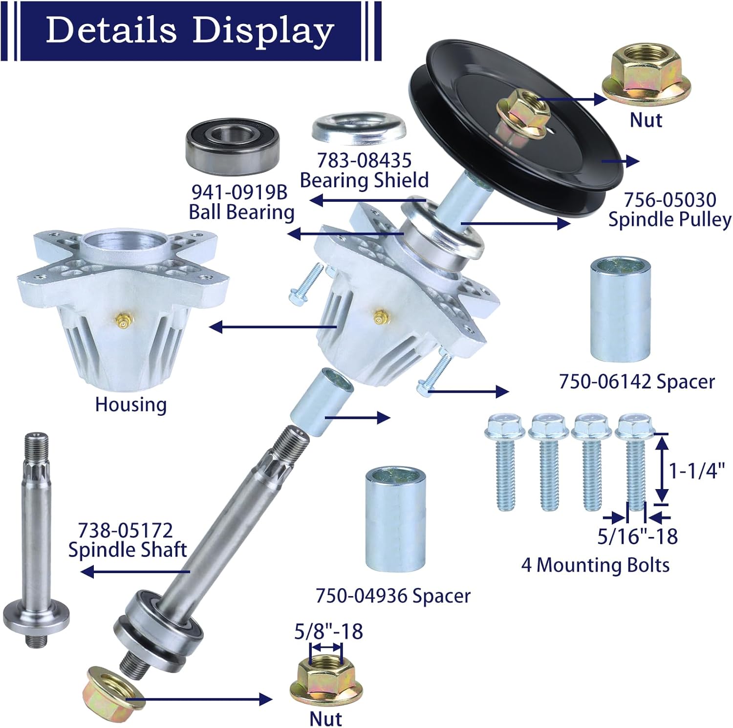 2 Pack 918-06977A Spindle Assembly with 756-05034A Idler Pulley 954-05022A Belt Fits Cub Cadet XT1-LT46 46 inch Deck, XT2-LX46, LT46, Craftsman T225, T240, T2800, T8600, T3100 Lawn Tractors