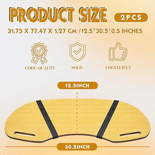 Miniatura 2 de Thyle 2 piezas de escritorio curvado de madera de 30.5 x 12.5 pulgadas, mesa de regazo con asas, tablero de regazo de madera, bandeja curvada para