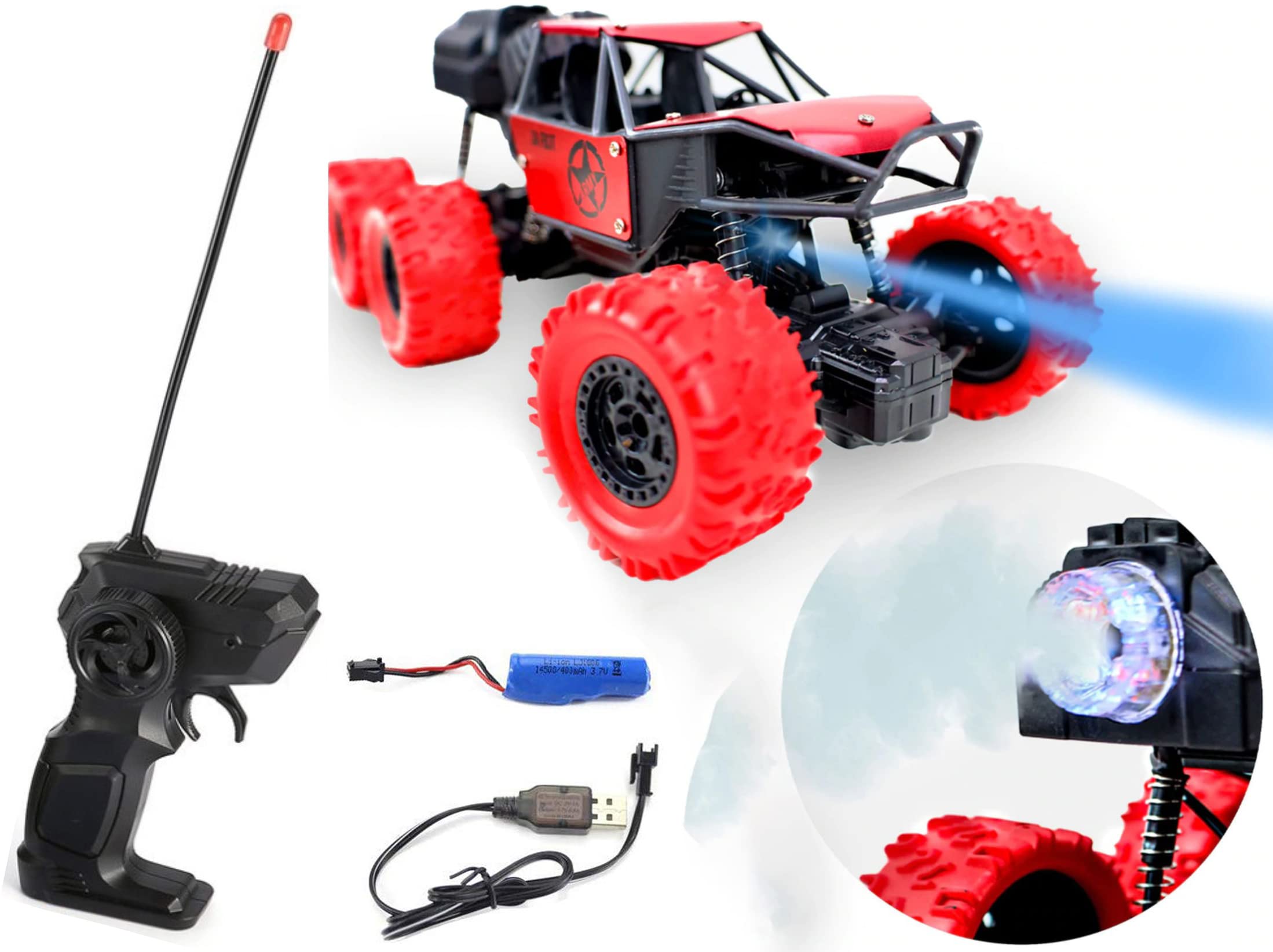 Magicwand R/C 1:14 Scale 6 Wheel Racing High Speed 25 Km/H Rock Monster Car with Gun Pistol Remote & Spray Function【3 Yrs & Up】【Pack of 1】【Red】 (B07WYXRXPG) Amazon Price History, Amazon Price Tracker