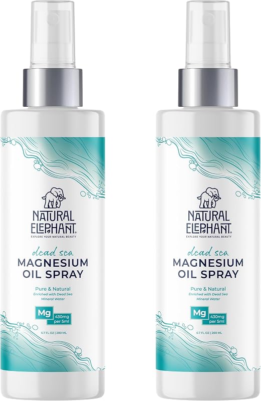 Óleo de magnésio Natural Elephant do Mar Morto em spray, 200 mL, Pacote com 2